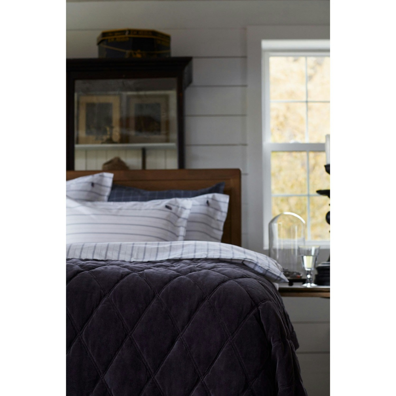 Quilted Organic Cotton Velvet Bedspread 260x240 cm, Beige - Lexington @